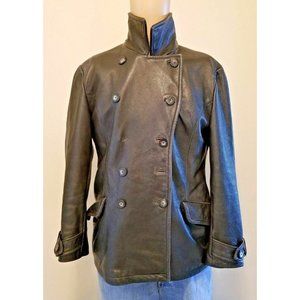 Kenneth Cole Heavy Pebbled Leather Jacket Coat Mens Size L Black